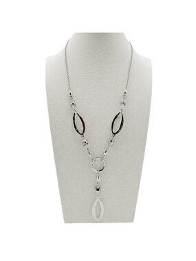 Lia Sophia Escapade Y Drop Necklace Silver Tone Crystal Beads 17" Plus